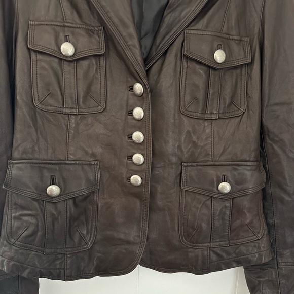 Nine West Brown Leather Jacket Size Small - Picture 3 of 11